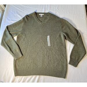 NWT Geoffrey Beene Men's Sweater Green Crewneck Heavyweight Size Large